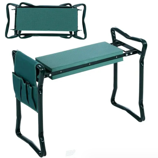 Foldable Garden Stool with Tool Bag – Portable Seat and Organizer for Gardening Tasks