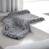 Chunky Knit Weighted Throw Blanket – Handwoven Plush Comfort for Sofa & Bed