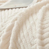 Plush Chevron Textured Sofa Cover – Warm Fleece Fabric for Couch Protection