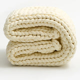 Chunky Knit Weighted Throw Blanket – Handwoven Plush Comfort for Sofa & Bed