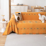 Geometric Pattern Woven Sofa Throw Cover – Multi-Color Couch Protector Blanket