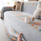 Geometric Pattern Woven Sofa Throw Cover – Multi-Color Couch Protector Blanket