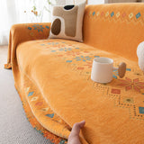 Geometric Pattern Woven Sofa Throw Cover – Multi-Color Couch Protector Blanket