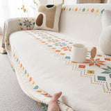 Geometric Pattern Woven Sofa Throw Cover – Multi-Color Couch Protector Blanket