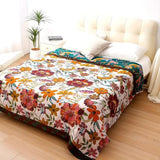 Boho Floral Embroidered Blanket – Soft Woven Cotton Throw for Bed or Sofa