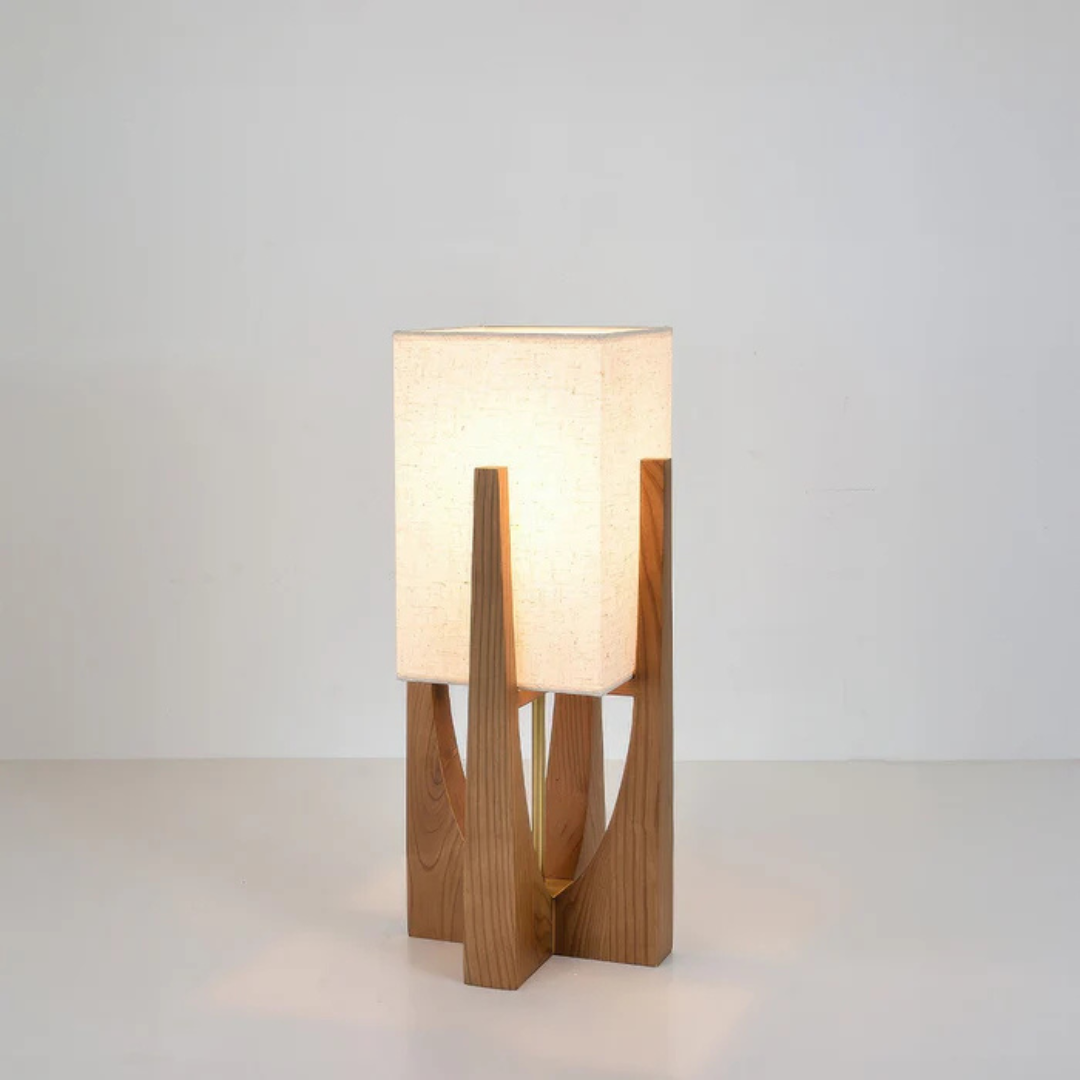 Japanese-Inspired Solid Walnut Floor Lamp – LED Accent Lighting