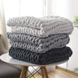 Chunky Knit Weighted Throw Blanket – Handwoven Plush Comfort for Sofa & Bed