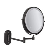 Wall-Mounted LED Makeup Mirror with Touch Sensor – Black Extendable Double-Sided Design