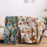 Boho Floral Embroidered Blanket – Soft Woven Cotton Throw for Bed or Sofa