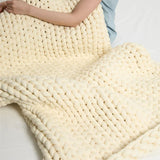 Chunky Knit Weighted Throw Blanket – Handwoven Plush Comfort for Sofa & Bed