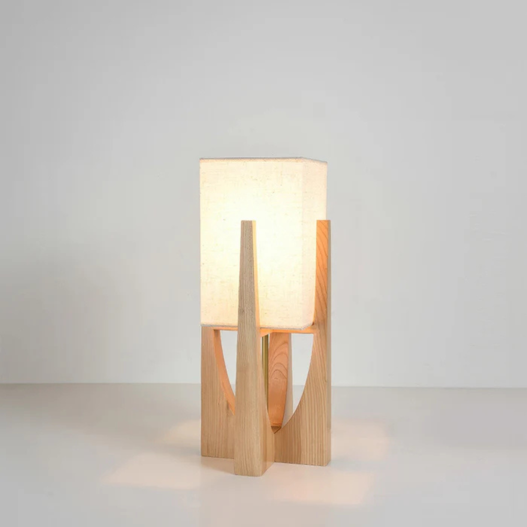 Japanese-Inspired Solid Walnut Floor Lamp – LED Accent Lighting