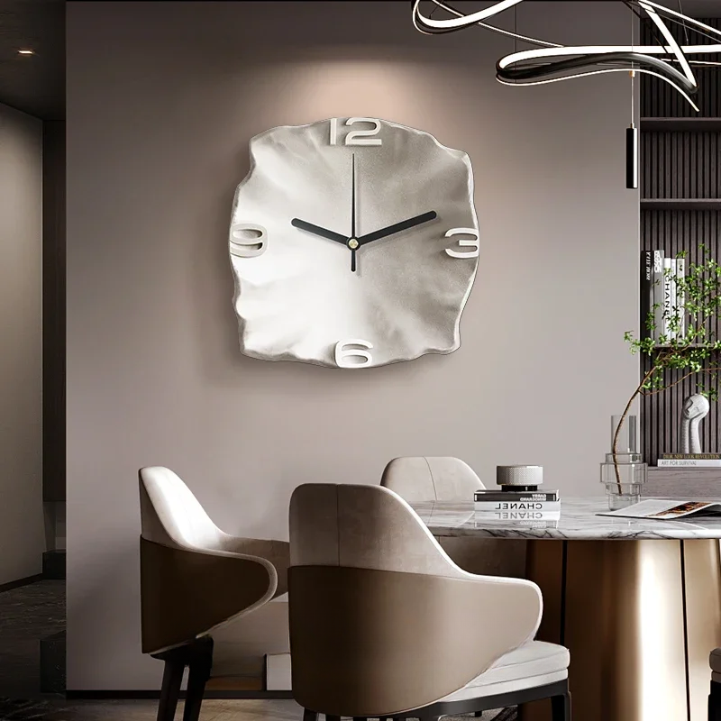 Abstract Textured Stone Wall Clock – Silent Quartz Modern Art Timepiece