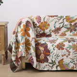 Boho Floral Embroidered Blanket – Soft Woven Cotton Throw for Bed or Sofa