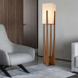 Japanese-Inspired Solid Walnut Floor Lamp – LED Accent Lighting