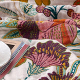 Boho Floral Embroidered Blanket – Soft Woven Cotton Throw for Bed or Sofa