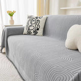 Modern Minimalist Sofa Throw Cover – Bohemian Textured Pattern with Tassel Edges
