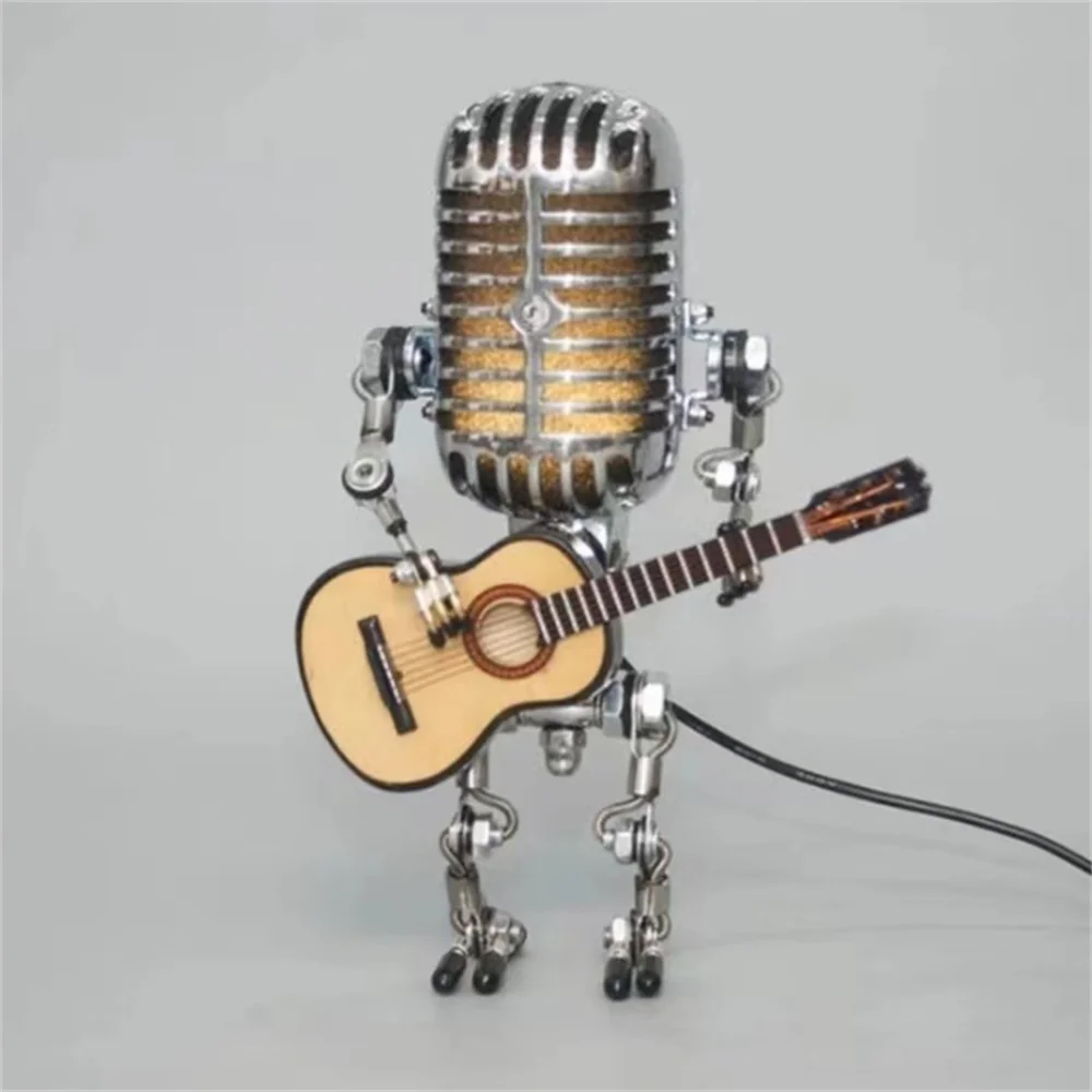 Dimmable Guitar & Robot-Themed LED Table Lamp – Unique Music Decor