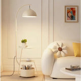 Scandinavian LED Floor Lamp with Integrated Storage Shelf – Multifunctional Accent Light