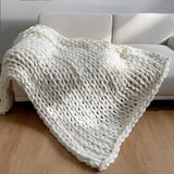 Chunky Knit Weighted Throw Blanket – Handwoven Plush Comfort for Sofa & Bed
