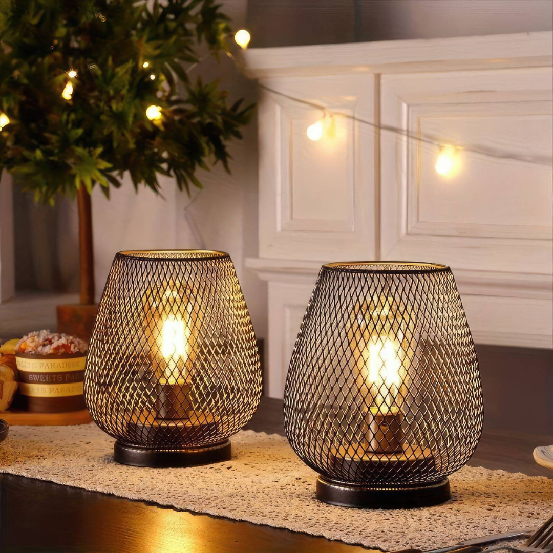 Matte Black Battery-Powered LED Lantern – Wireless Table & Patio Accent Light