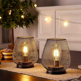 Matte Black Battery-Powered LED Lantern – Wireless Table & Patio Accent Light