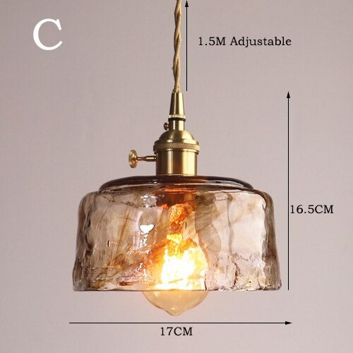 Handblown Glass Pendant Light – Vintage-Style Ceiling Fixture in 4 Artistic Shapes