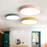 Scandinavian Wooden LED Flush Mount Ceiling Light – Adjustable Warmth & Dimming