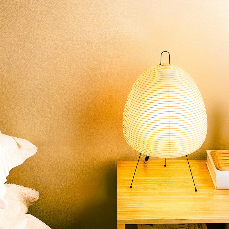 Handcrafted Japanese Rice Paper Table Lamp with Bamboo Frame – Soft Ambient LED Lighting