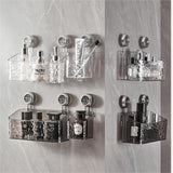 Clear Wall-Mounted Bathroom Storage Shelves – No-Drill Suction Organizer Set