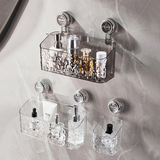 Clear Wall-Mounted Bathroom Storage Shelves – No-Drill Suction Organizer Set