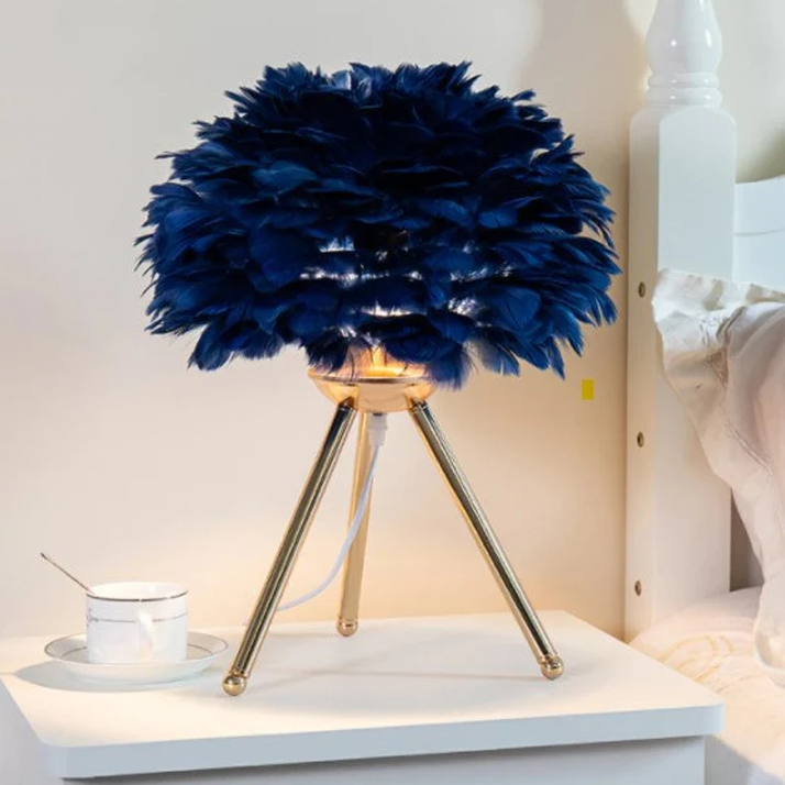 Cordless Dimmable Feather Table Lamp – Elegant LED Accent Light