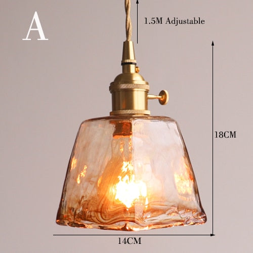 Handblown Glass Pendant Light – Vintage-Style Ceiling Fixture in 4 Artistic Shapes
