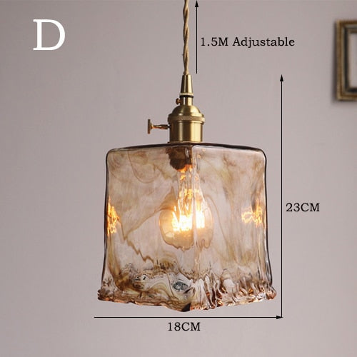 Handblown Glass Pendant Light – Vintage-Style Ceiling Fixture in 4 Artistic Shapes