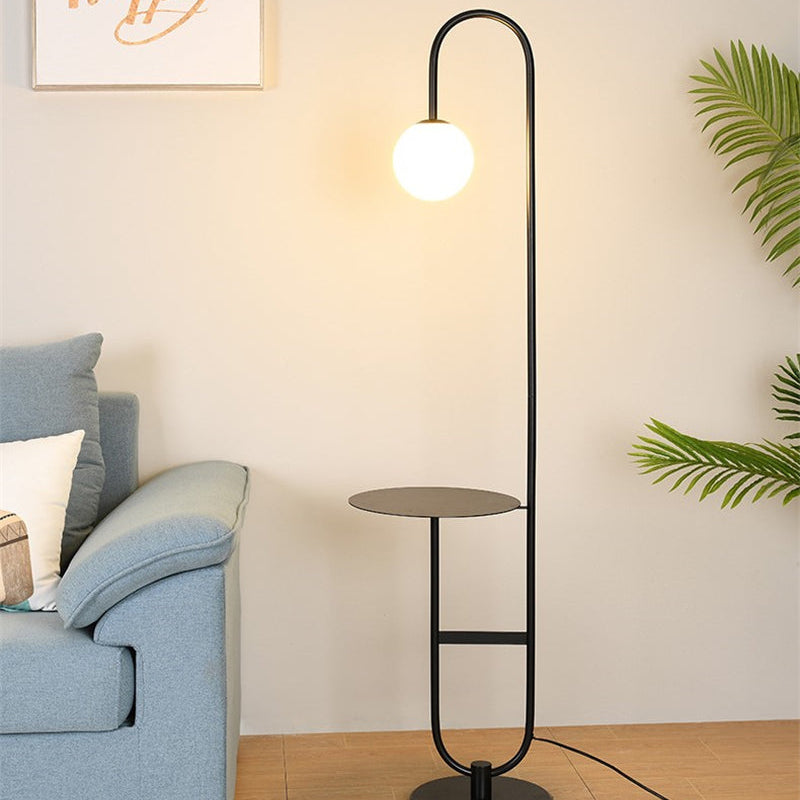 Scandinavian Cordless LED Floor Lamp with Built-in Side Table | Minimalist Scandinavian Design
