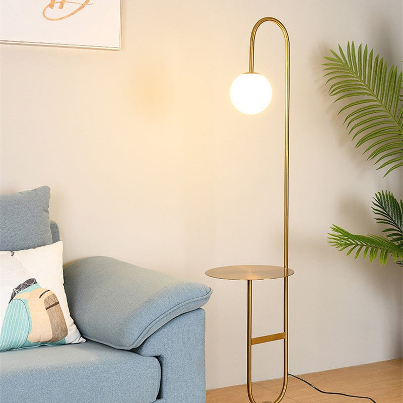 Scandinavian Cordless LED Floor Lamp with Built-in Side Table | Minimalist Scandinavian Design