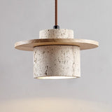 Handcrafted Travertine Stone Pendant Lamp – Adjustable Ceiling Fixture for Dining Room & Bedroom