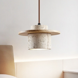 Handcrafted Travertine Stone Pendant Lamp – Adjustable Ceiling Fixture for Dining Room & Bedroom