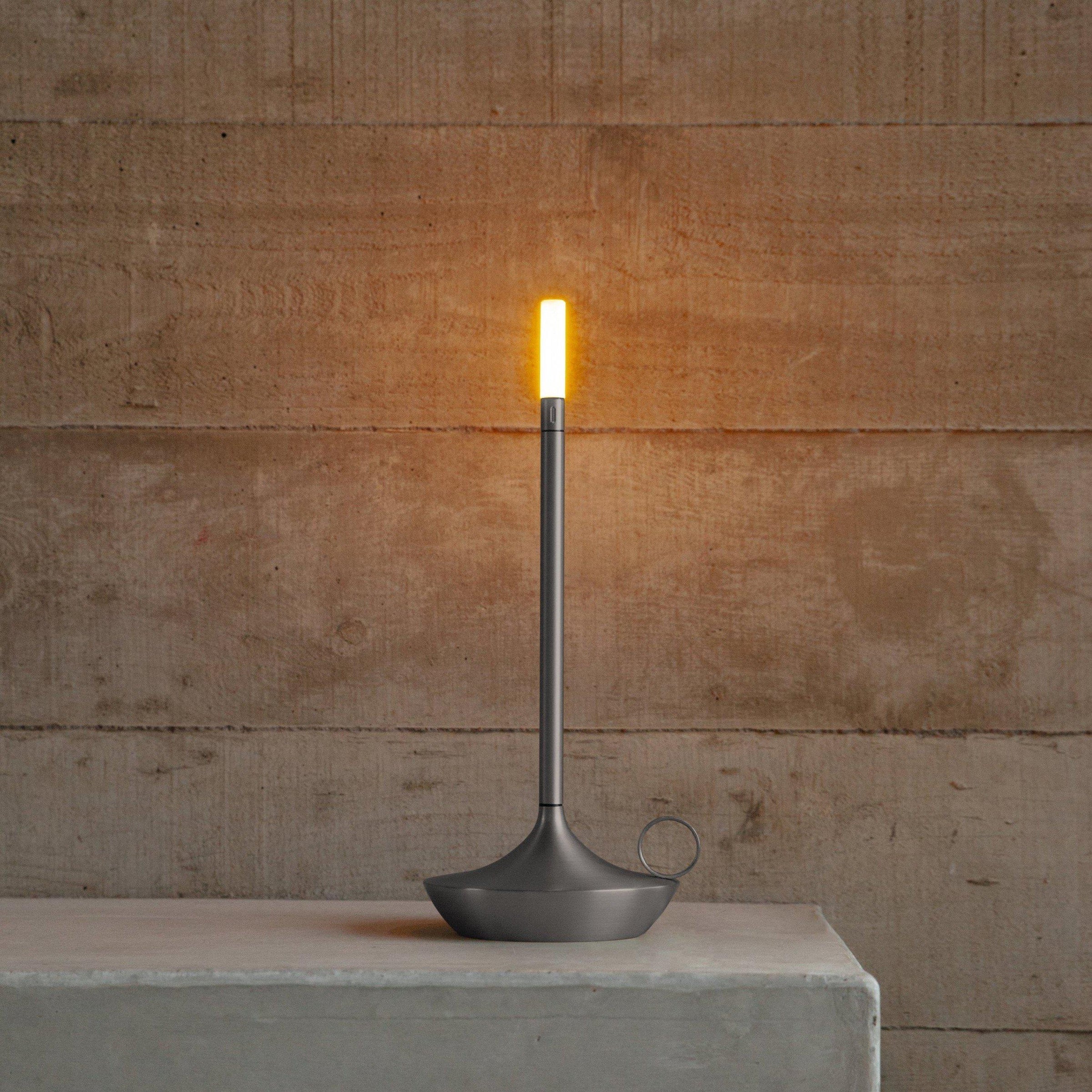 Cordless Touch-Dimmable Alloy Candlestick Lamp – Rechargeable Table Accent Light