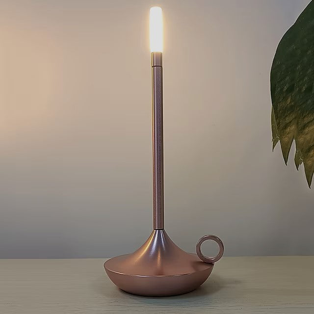 Cordless Touch-Dimmable Alloy Candlestick Lamp – Rechargeable Table Accent Light