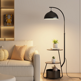 Scandinavian LED Floor Lamp with Integrated Storage Shelf – Multifunctional Accent Light