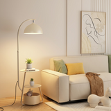 Scandinavian LED Floor Lamp with Integrated Storage Shelf – Multifunctional Accent Light