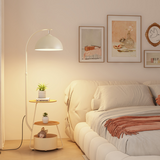 Scandinavian LED Floor Lamp with Integrated Storage Shelf – Multifunctional Accent Light