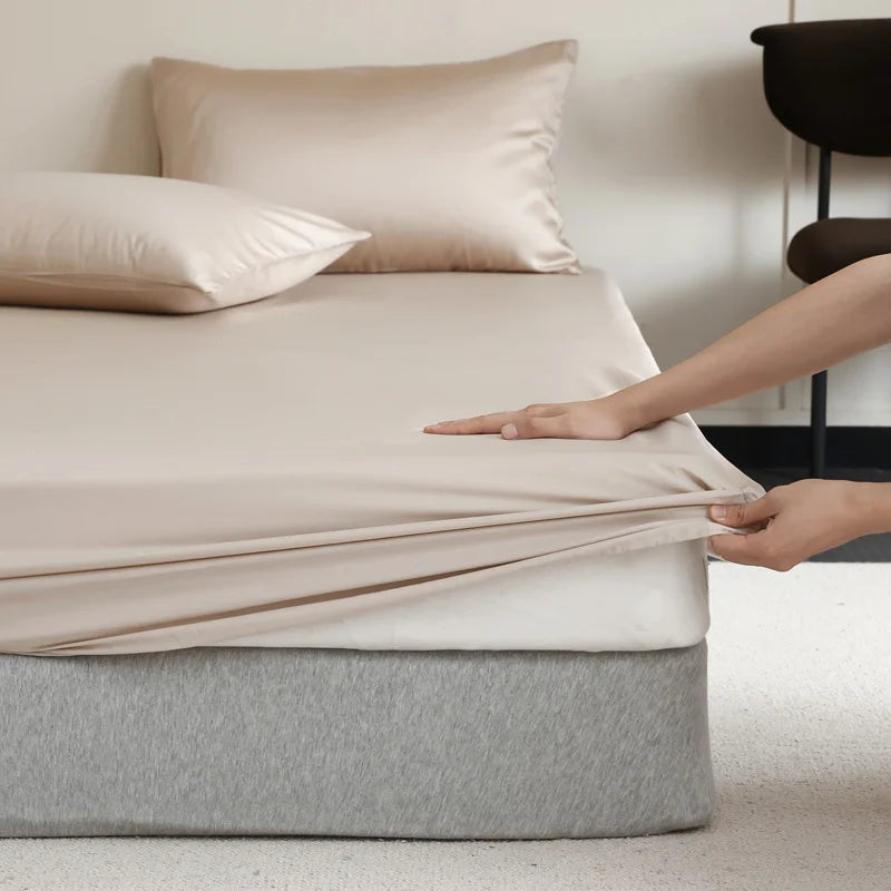 Silky Satin Fitted Bed Sheet – Luxury Soft Touch with Deep Elastic Corners