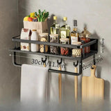 Wall Mounted Kitchen Organizer Rack Set – Multi-Tier Spice & Utensil Storage Shelves with Hooks