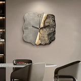 Abstract Textured Stone Wall Clock – Silent Quartz Modern Art Timepiece