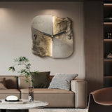 Abstract Textured Stone Wall Clock – Silent Quartz Modern Art Timepiece