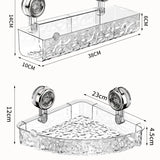 Clear Wall-Mounted Bathroom Storage Shelves – No-Drill Suction Organizer Set