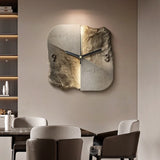Abstract Textured Stone Wall Clock – Silent Quartz Modern Art Timepiece
