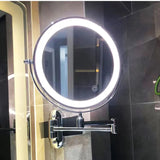 Wall-Mounted LED Makeup Mirror with Touch Sensor – Black Extendable Double-Sided Design