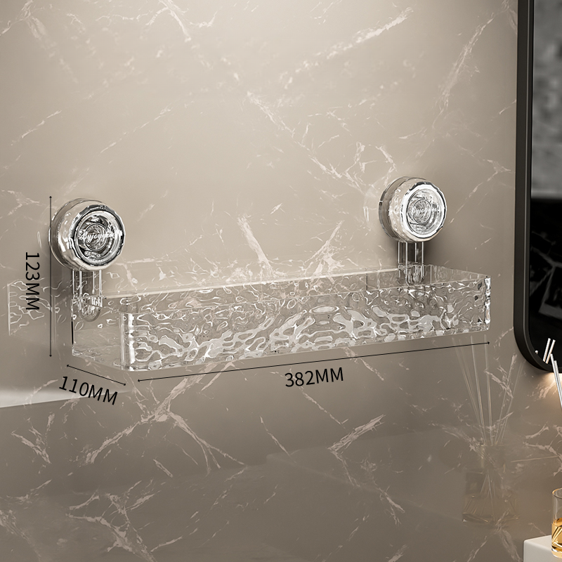 Clear Wall-Mounted Bathroom Storage Shelves – No-Drill Suction Organizer Set